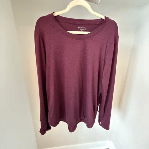 Athleta Uptempo Tunic Long-Sleeved Top, Auberge Burgundy, Size XL - Picture 2 of 9